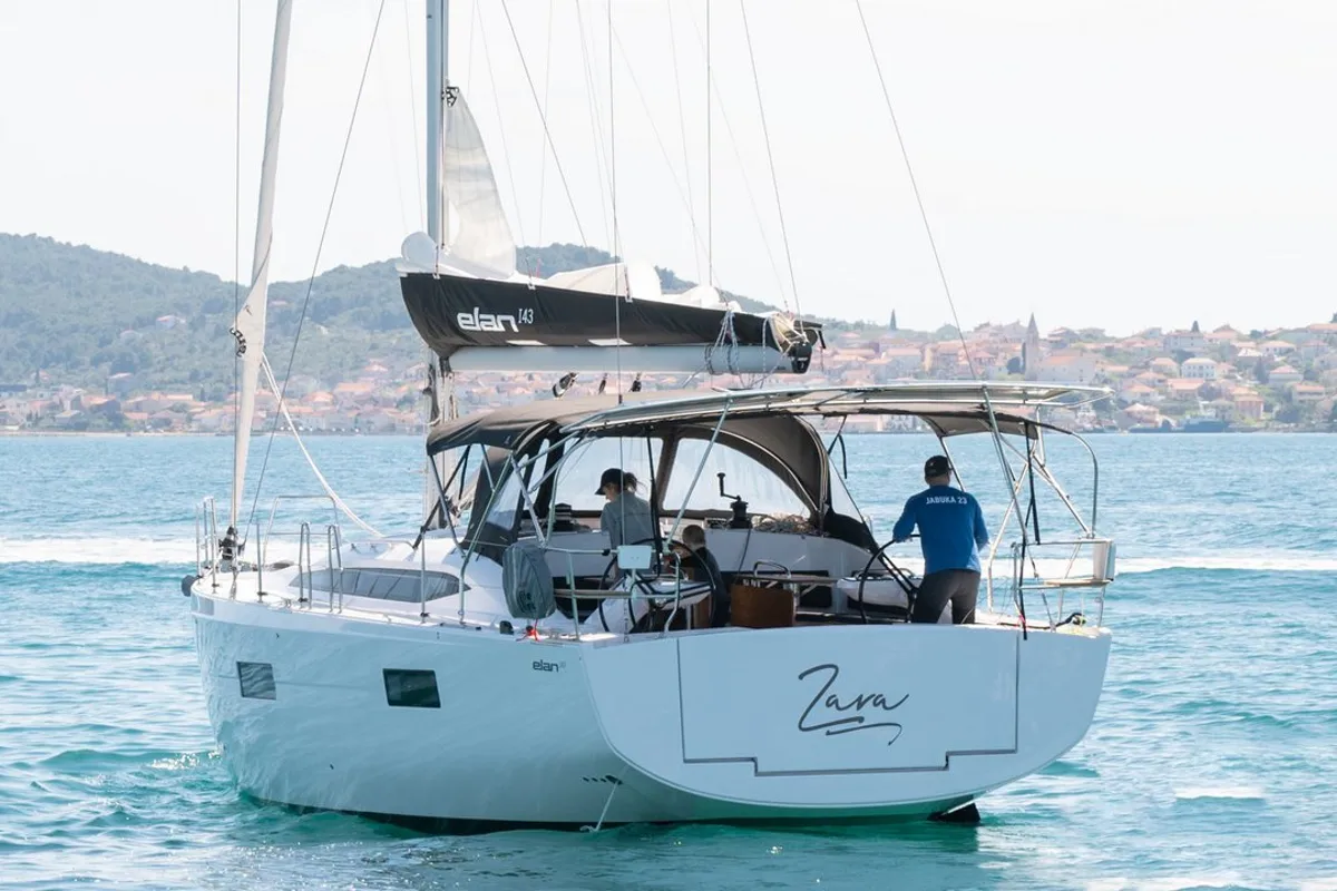 Exterior view of Zara, a Elan Impression 45 sailboat at Zadar, Croatia