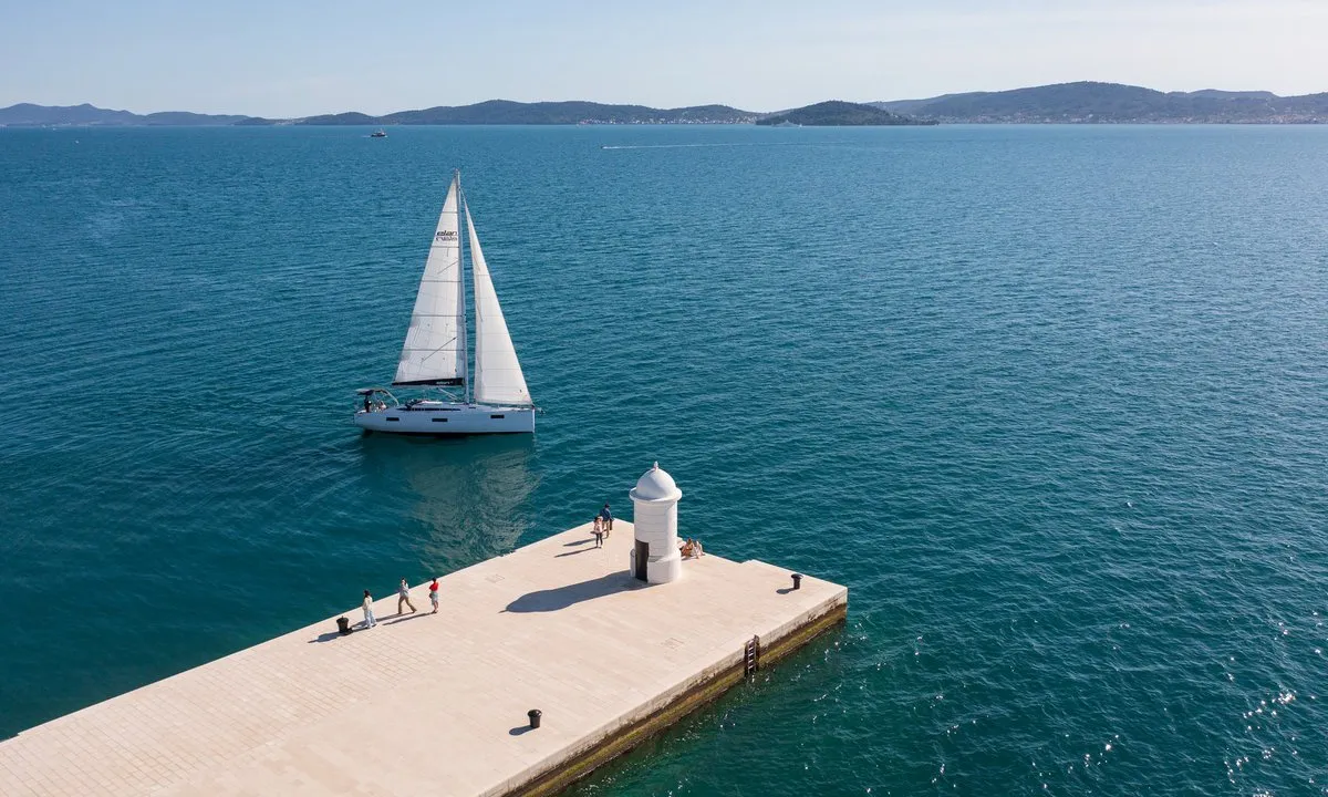 Exterior view of Zara, a Elan Impression 45 sailboat at Zadar, Croatia