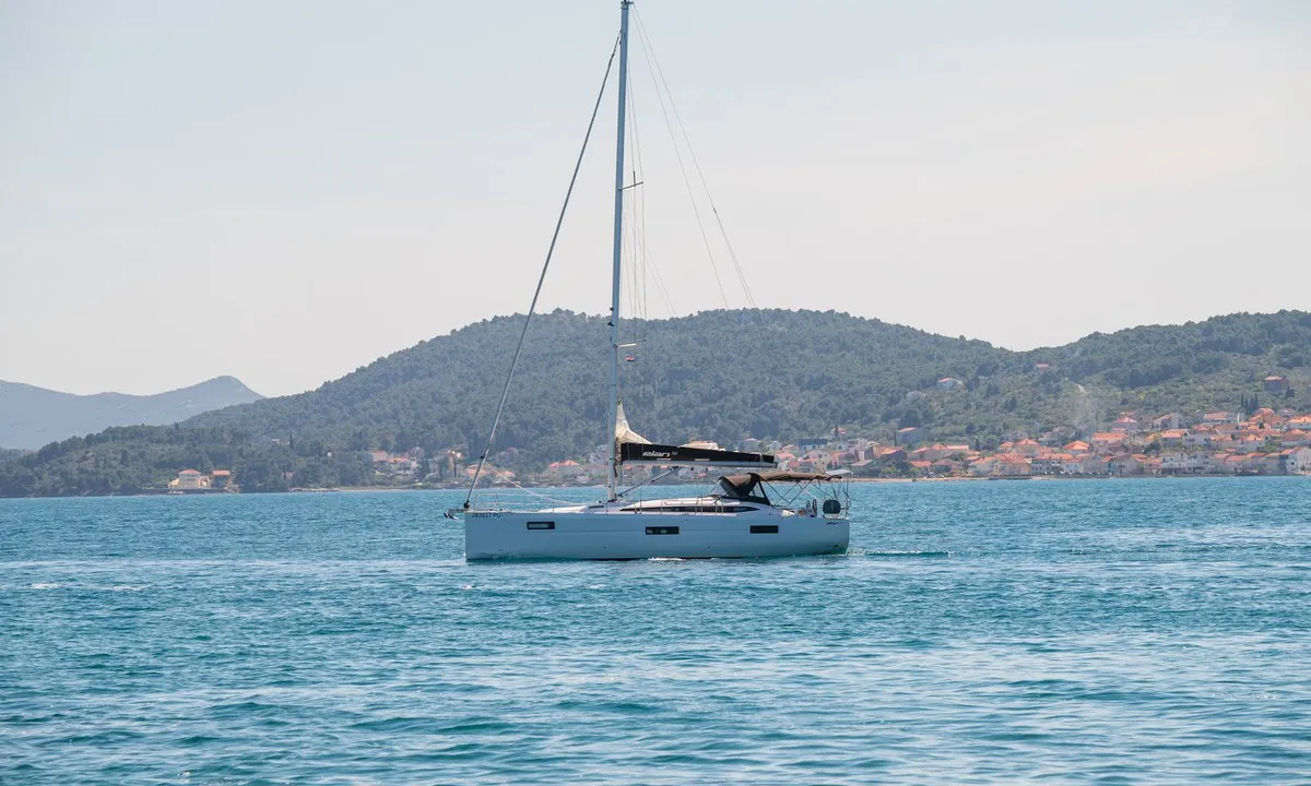 Exterior view of Zara, a Elan Impression 45 sailboat at Zadar, Croatia