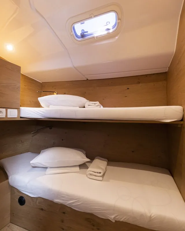 Cabin on Zara, a Elan Impression 45 sailboat at Zadar, Croatia