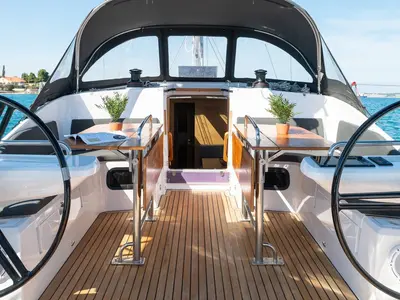 Cockpit of Zara, a Elan Impression 45 sailboat at Zadar, Croatia