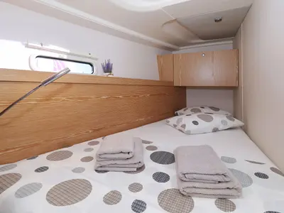 Cabin on Scarlett, a Hanse 455 sailboat at Seget Donji, Croatia