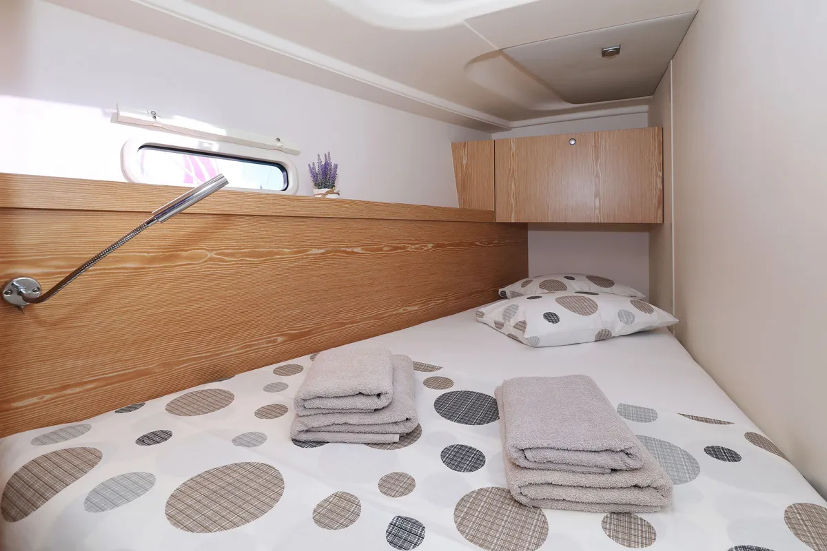 Cabin on Scarlett, a Hanse 455 sailboat at Seget Donji, Croatia