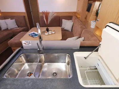 Galley of Scarlett, a Hanse 455 sailboat at Seget Donji, Croatia