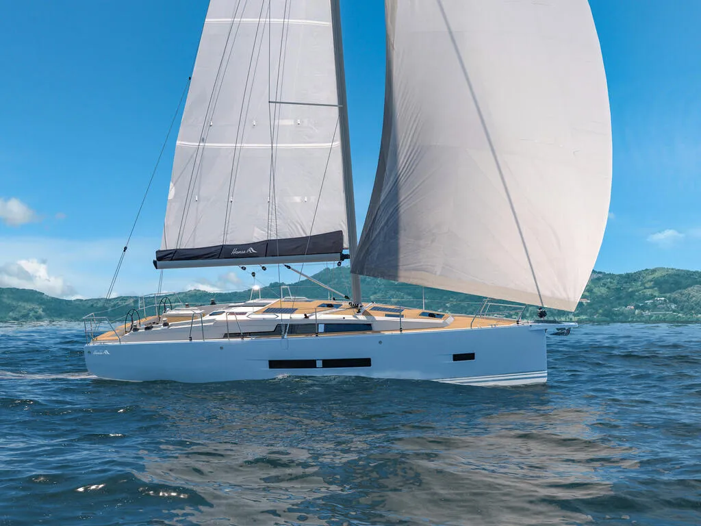 Exterior view of Hanse 360, a sailboat at Capo d'Orlando, Italy