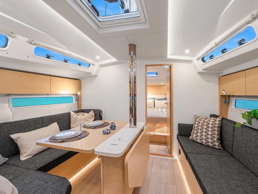 Salon of Hanse 360, a sailboat at Capo d'Orlando, Italy