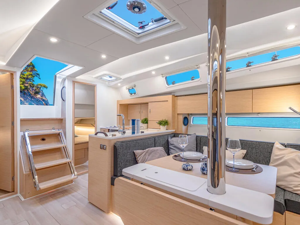 Salon of Hanse 360, a sailboat at Capo d'Orlando, Italy