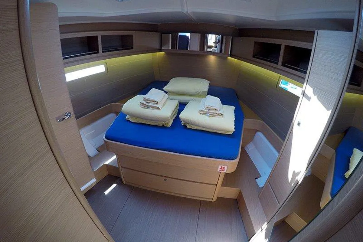 Cabin on Avalon II, a Dufour 460 GL sailboat at Grad Šibenik, Croatia