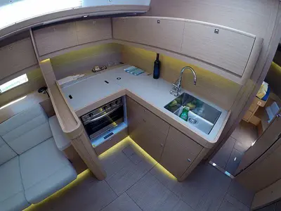 Galley of Avalon II, a Dufour 460 GL sailboat at Grad Šibenik, Croatia