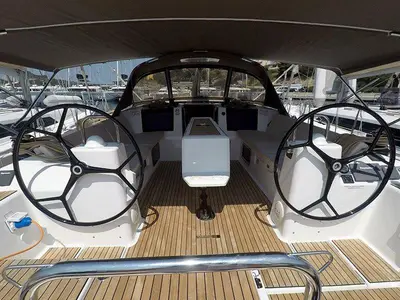 Cockpit of Avalon II, a Dufour 460 GL sailboat at Grad Šibenik, Croatia