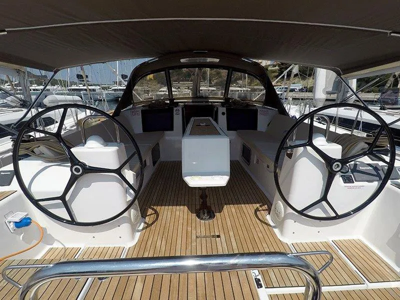 Cockpit of Avalon II, a Dufour 460 GL sailboat at Grad Šibenik, Croatia