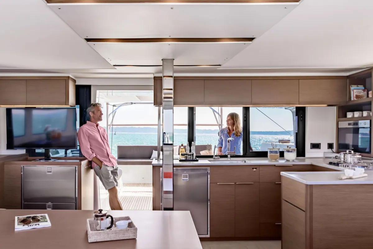 Galley of Poe Rava, a Lagoon 46 catamaran at Papeete, France