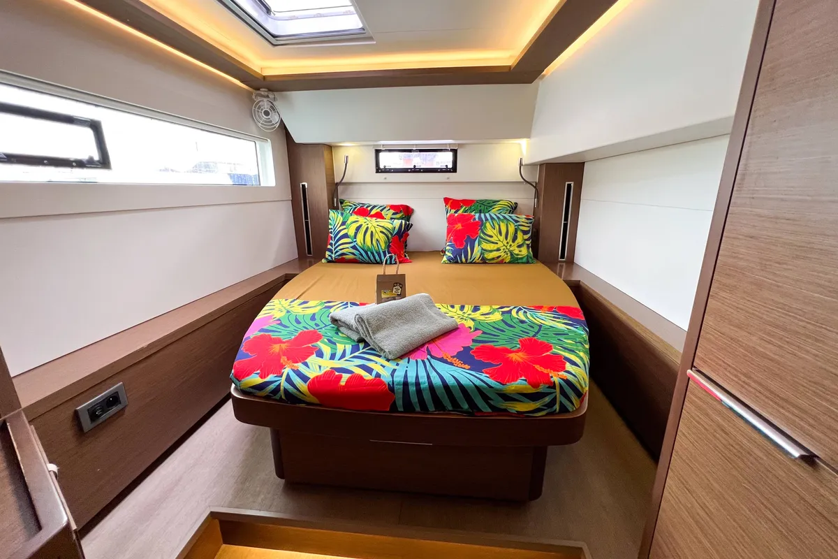 Cabin on Poe Rava, a Lagoon 46 catamaran at Papeete, France
