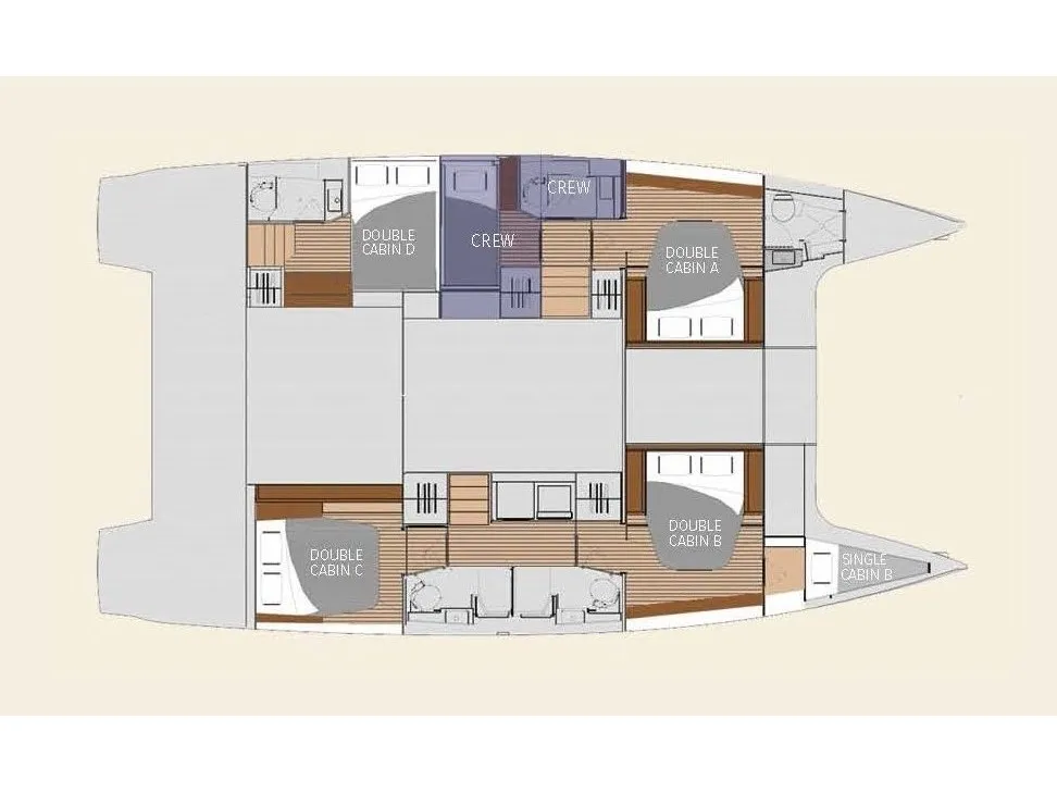 Deck of Crewed "Alegria", a Fountaine Pajot Saona 47 catamaran at Municipality of Kalamata, Greece