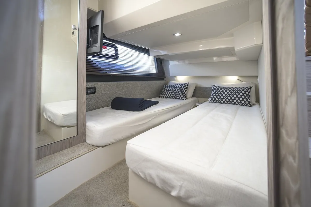 Cabin on Noa, a Sessa Fly 42 motor yacht at Općina Sukošan, Croatia