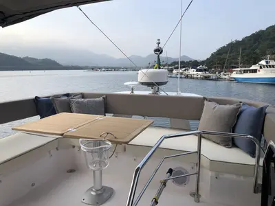 Deck of Noa, a Sessa Fly 42 motor yacht at Općina Sukošan, Croatia