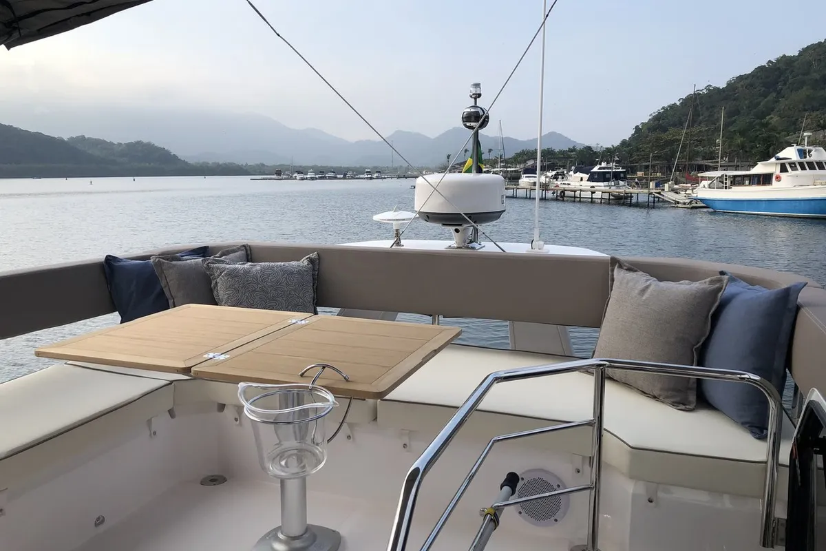 Deck of Noa, a Sessa Fly 42 motor yacht at Općina Sukošan, Croatia