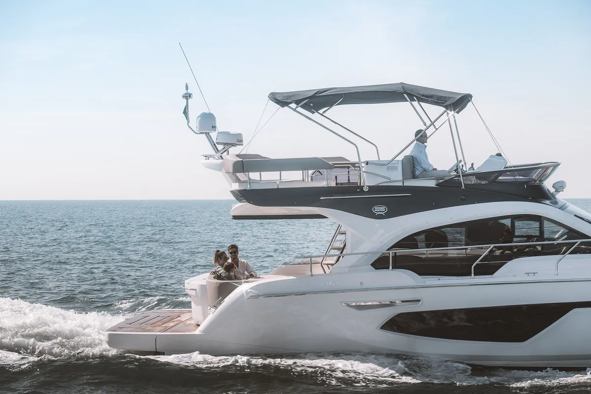 Exterior view of Noa, a Sessa Fly 42 motor yacht at Općina Sukošan, Croatia