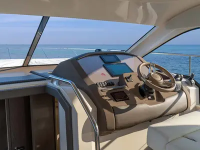 Cockpit of Noa, a Sessa Fly 42 motor yacht at Općina Sukošan, Croatia