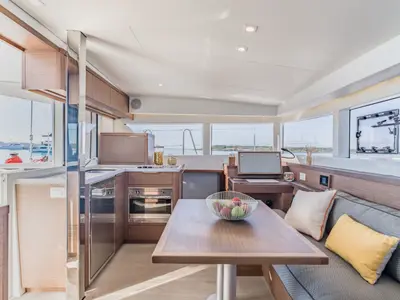 Galley of Esmee, a Lagoon 40 catamaran at Athens, Greece