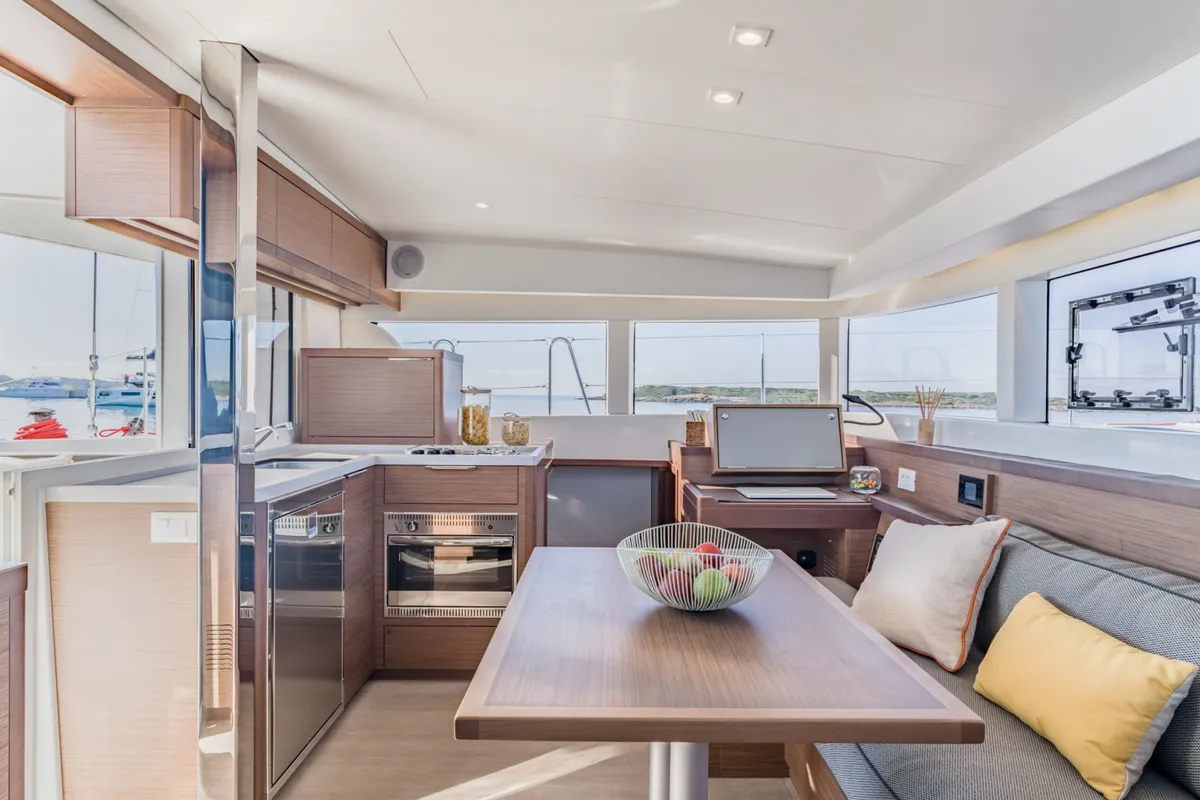 Galley of Esmee, a Lagoon 40 catamaran at Athens, Greece