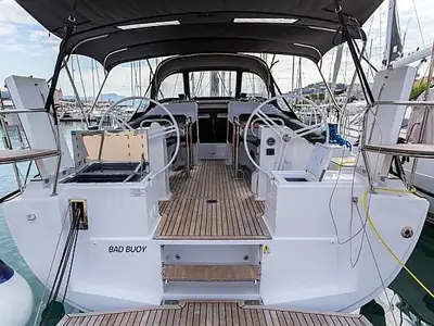 Deck of Bad Buoy, a Elan Impression 45.1 sailboat at Seget Donji, Croatia