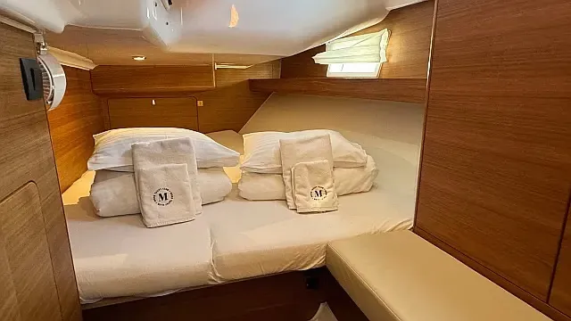 Cabin on Bad Buoy, a Elan Impression 45.1 sailboat at Seget Donji, Croatia