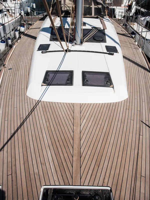 Deck of Malin, a Dufour 460 GL sailboat at Primošten, Croatia