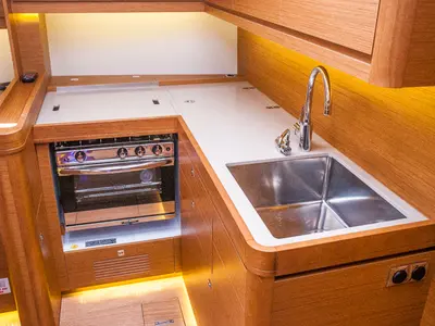 Galley of Malin, a Dufour 460 GL sailboat at Primošten, Croatia