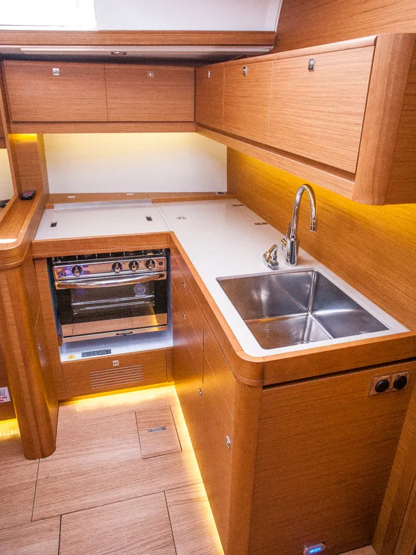 Galley of Malin, a Dufour 460 GL sailboat at Primošten, Croatia