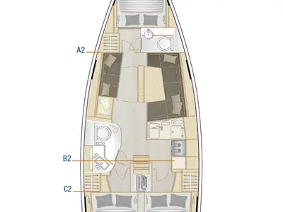Exterior view of Free Spirit, a Hanse 388 sailboat at Dubrovnik, Croatia