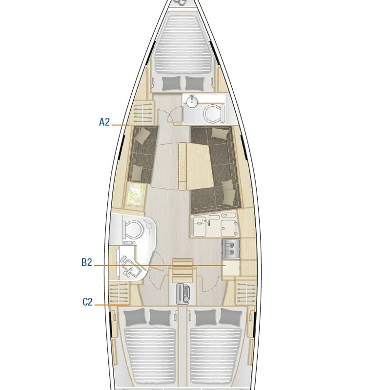 Exterior view of Free Spirit, a Hanse 388 sailboat at Dubrovnik, Croatia
