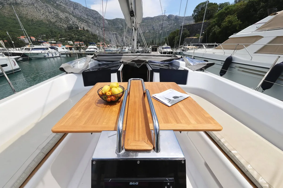 Deck of Free Spirit, a Hanse 388 sailboat at Dubrovnik, Croatia
