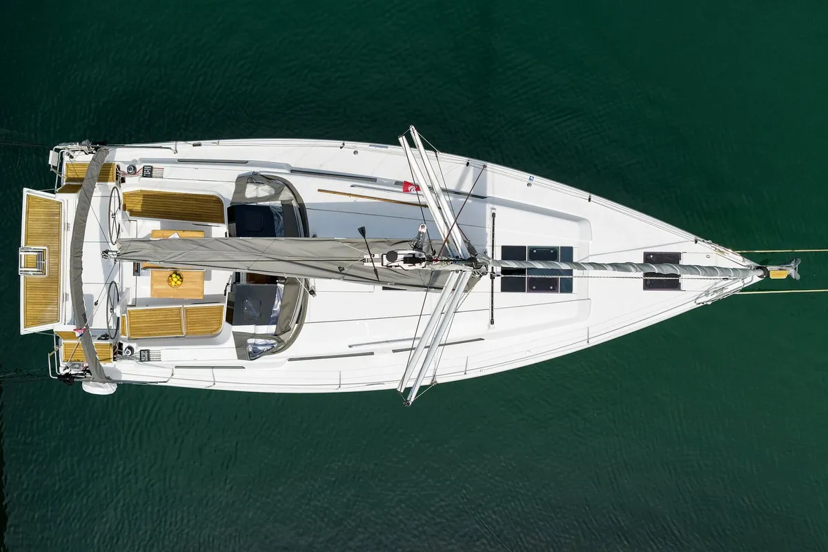 Exterior view of Free Spirit, a Hanse 388 sailboat at Dubrovnik, Croatia