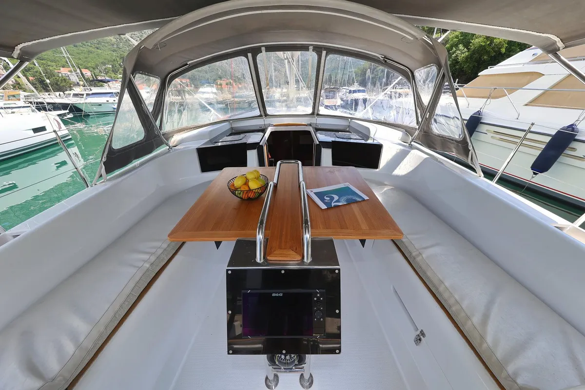Deck of Free Spirit, a Hanse 388 sailboat at Dubrovnik, Croatia