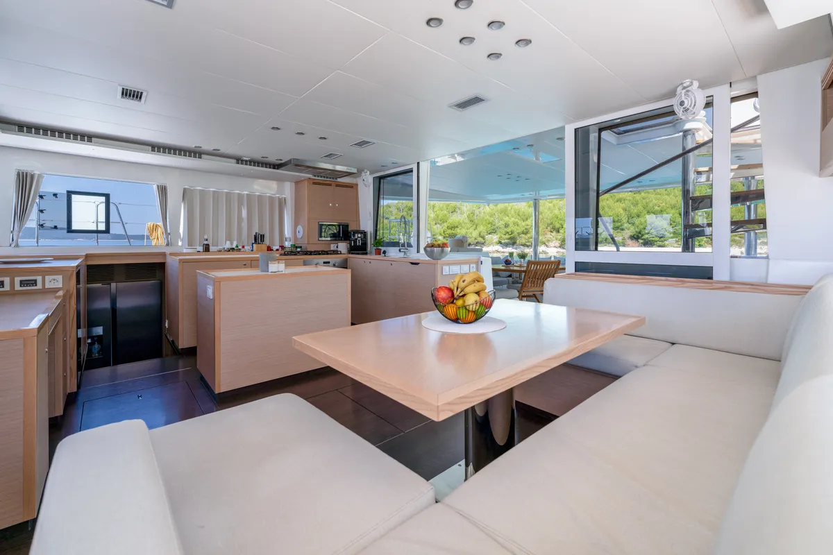 Salon of Cool Change, a Lagoon 560 catamaran at Općina Marina, Croatia