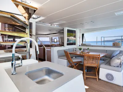 Deck of Cool Change, a Lagoon 560 catamaran at Općina Marina, Croatia