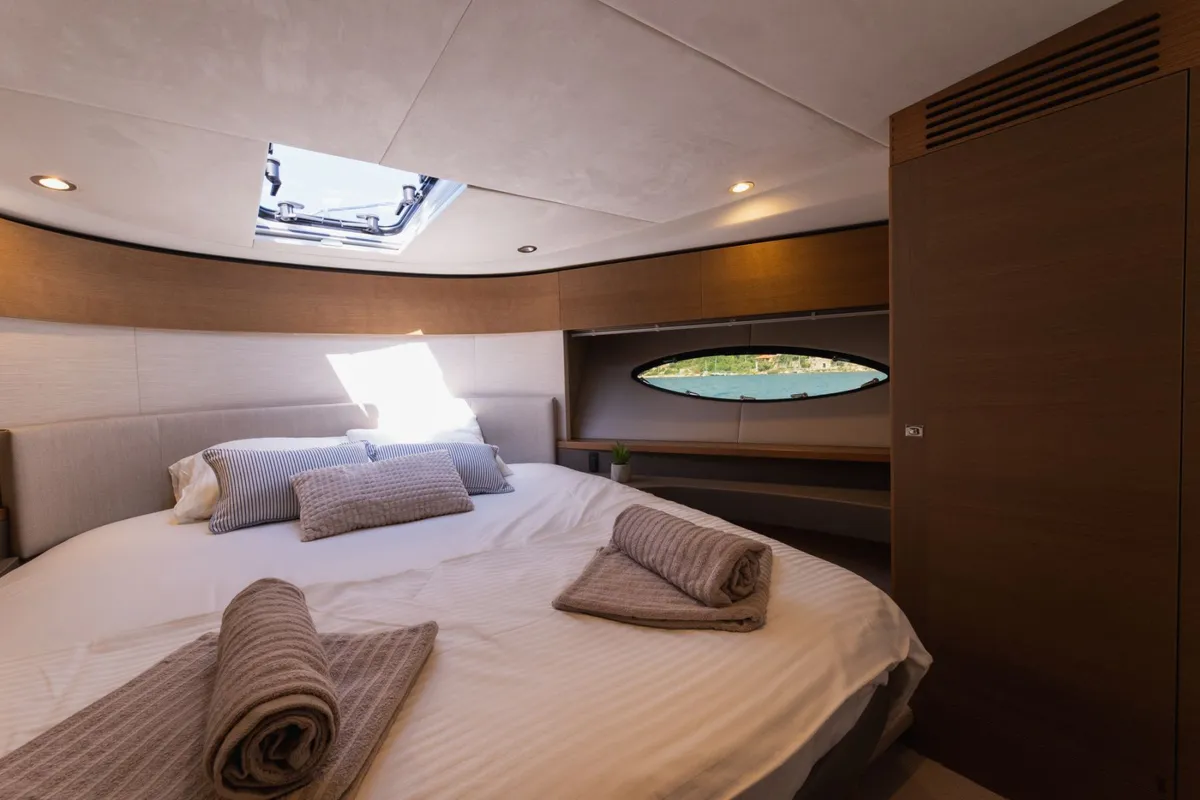 Cabin on Contessa, a Princess F43 motorboat at Dubrovnik, Croatia