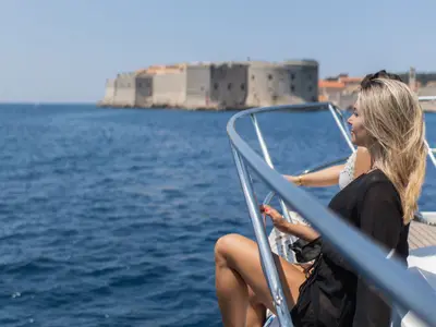 Deck of Contessa, a Princess F43 motorboat at Dubrovnik, Croatia