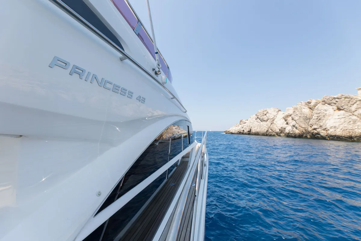 Exterior view of Contessa, a Princess F43 motorboat at Dubrovnik, Croatia