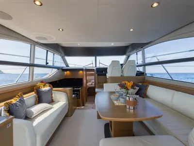Salon of Contessa, a Princess F43 motorboat at Dubrovnik, Croatia