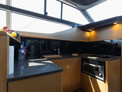 Galley of Contessa, a Princess F43 motorboat at Dubrovnik, Croatia