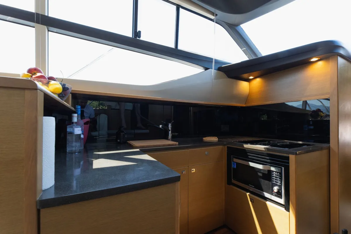 Galley of Contessa, a Princess F43 motorboat at Dubrovnik, Croatia