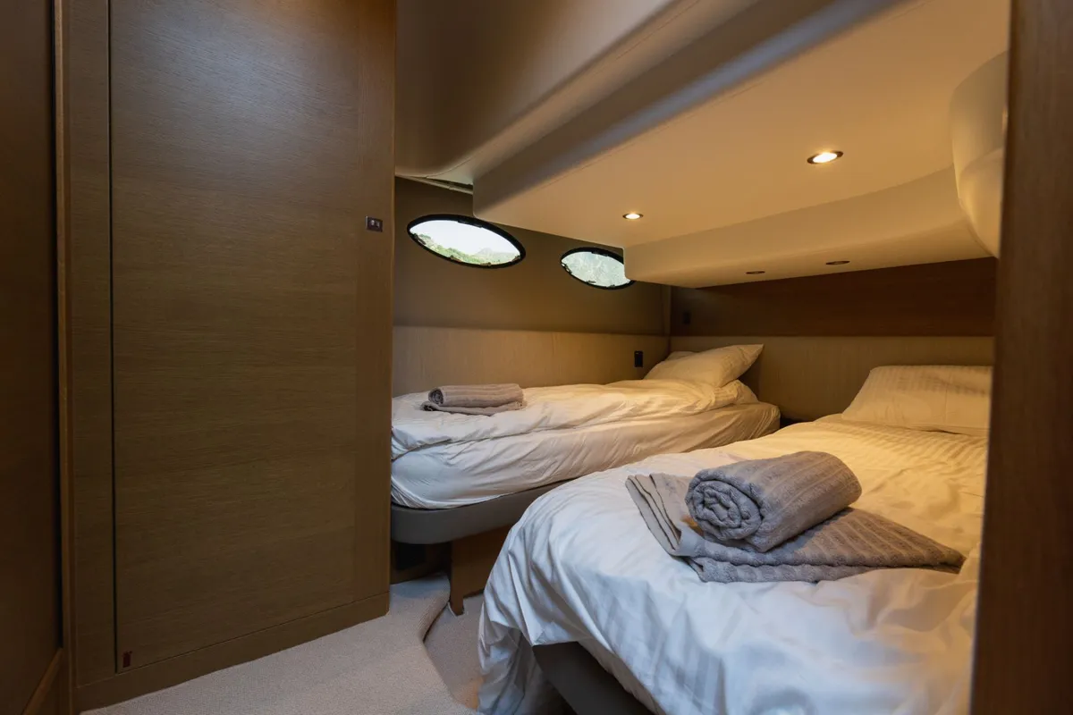 Cabin on Contessa, a Princess F43 motorboat at Dubrovnik, Croatia