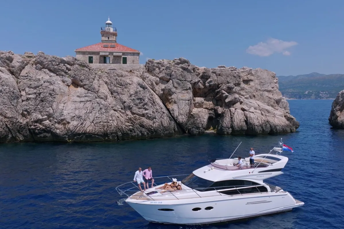 Exterior view of Contessa, a Princess F43 motorboat at Dubrovnik, Croatia