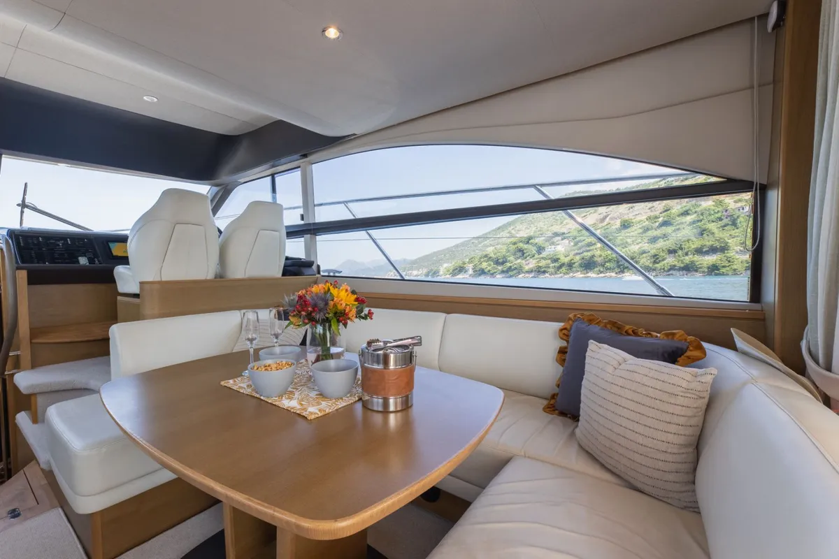 Salon of Contessa, a Princess F43 motorboat at Dubrovnik, Croatia