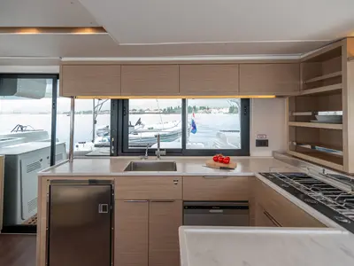 Galley of Summer Magic, a Lagoon 46 catamaran at Grad Kaštela, Croatia