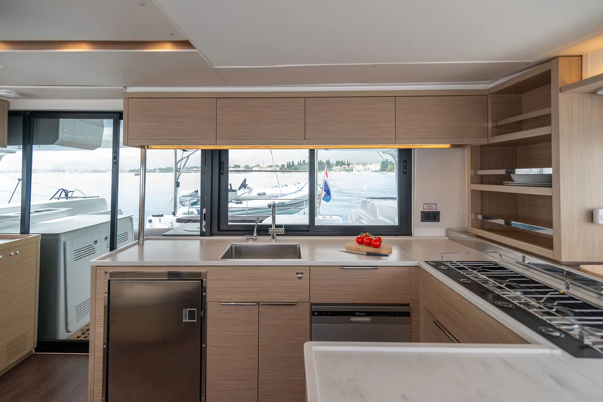 Galley of Summer Magic, a Lagoon 46 catamaran at Grad Kaštela, Croatia