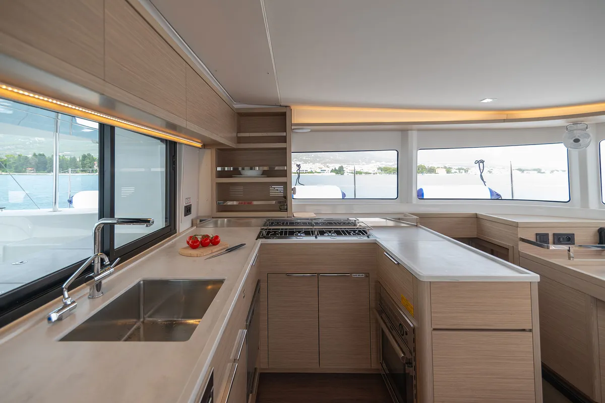 Galley of Summer Magic, a Lagoon 46 catamaran at Grad Kaštela, Croatia