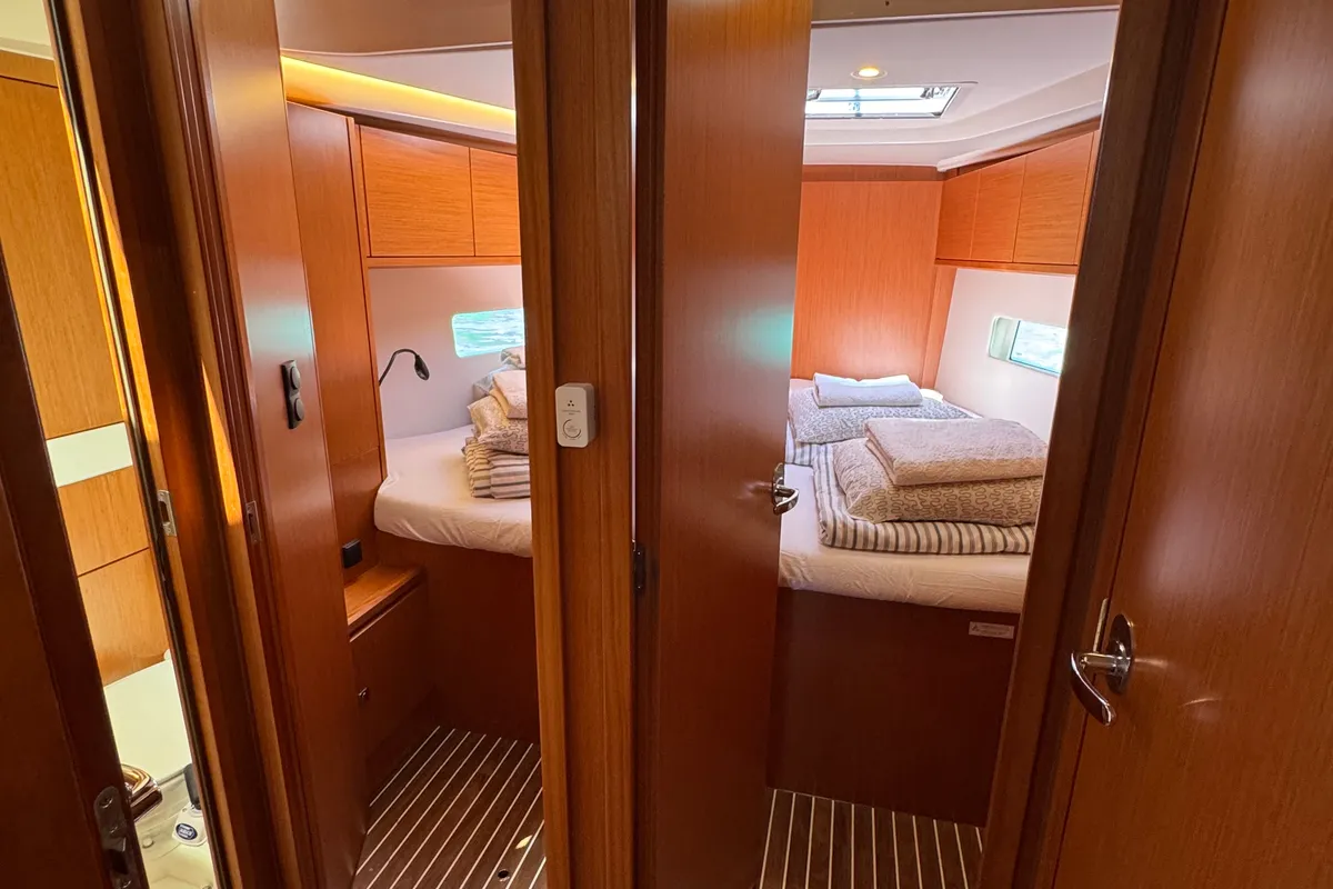 Cabin on Nora, a Bavaria C45 sailboat at Općina Rogoznica, Croatia